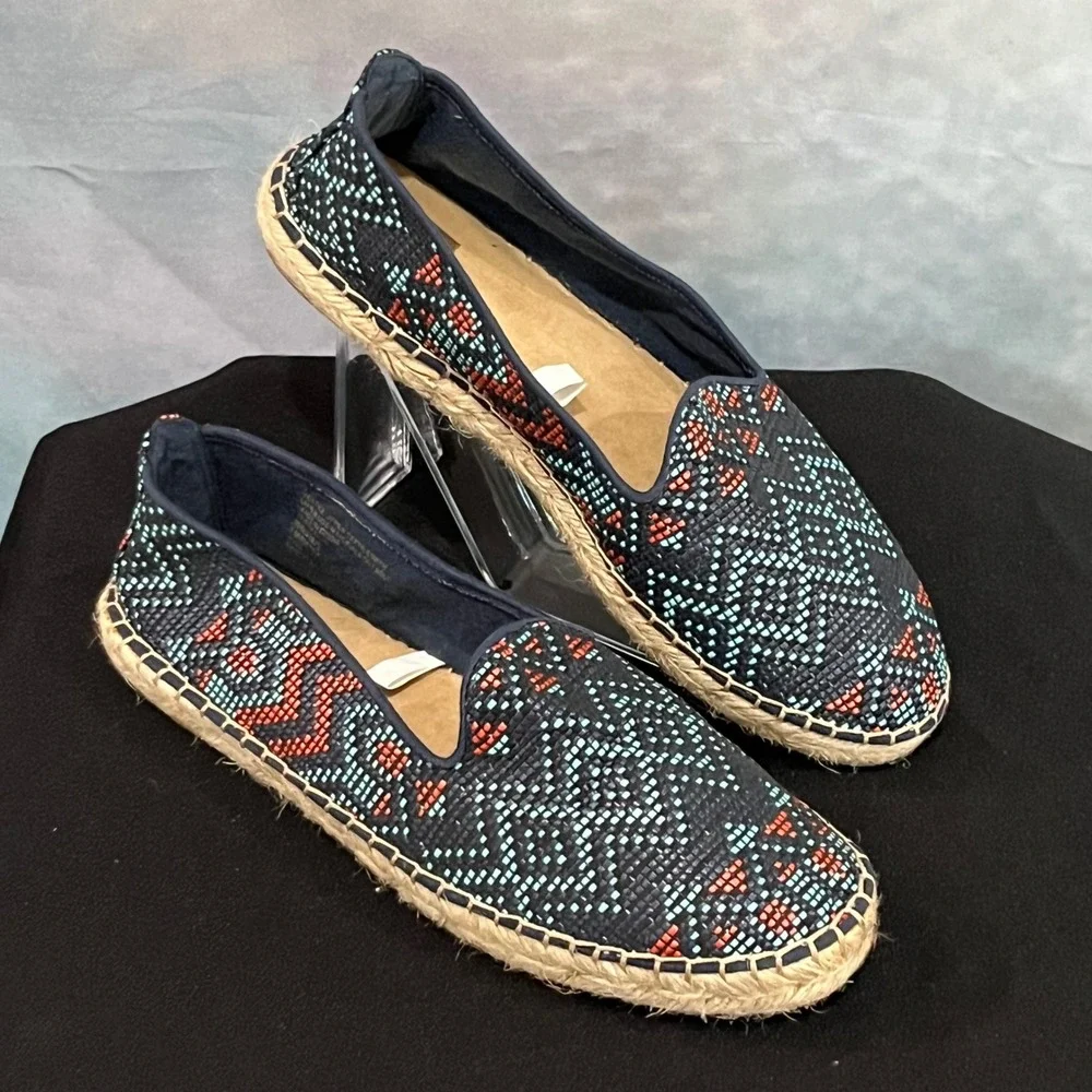 DV Dolce Vita Womens Espadrille‎ Flats Navy Blue Woven Geometric Tribal Size 9